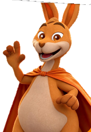 Canguru com capa laranja